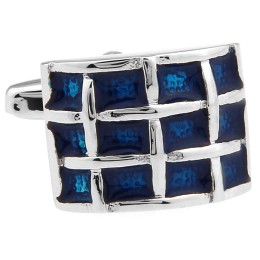 Mansetinööbid - sinised emailitud ruudud